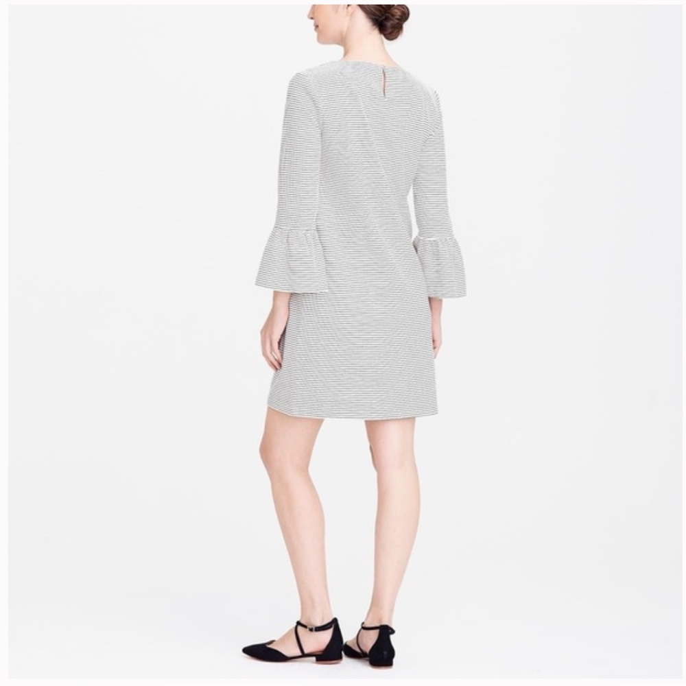 J. Crew Gray Sheath Dress with Bell Sleeves Medium size black and white cotton - Picture 3 of 15